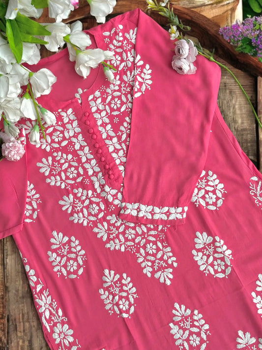 Blush Peach Gulzar Chikan Kurta