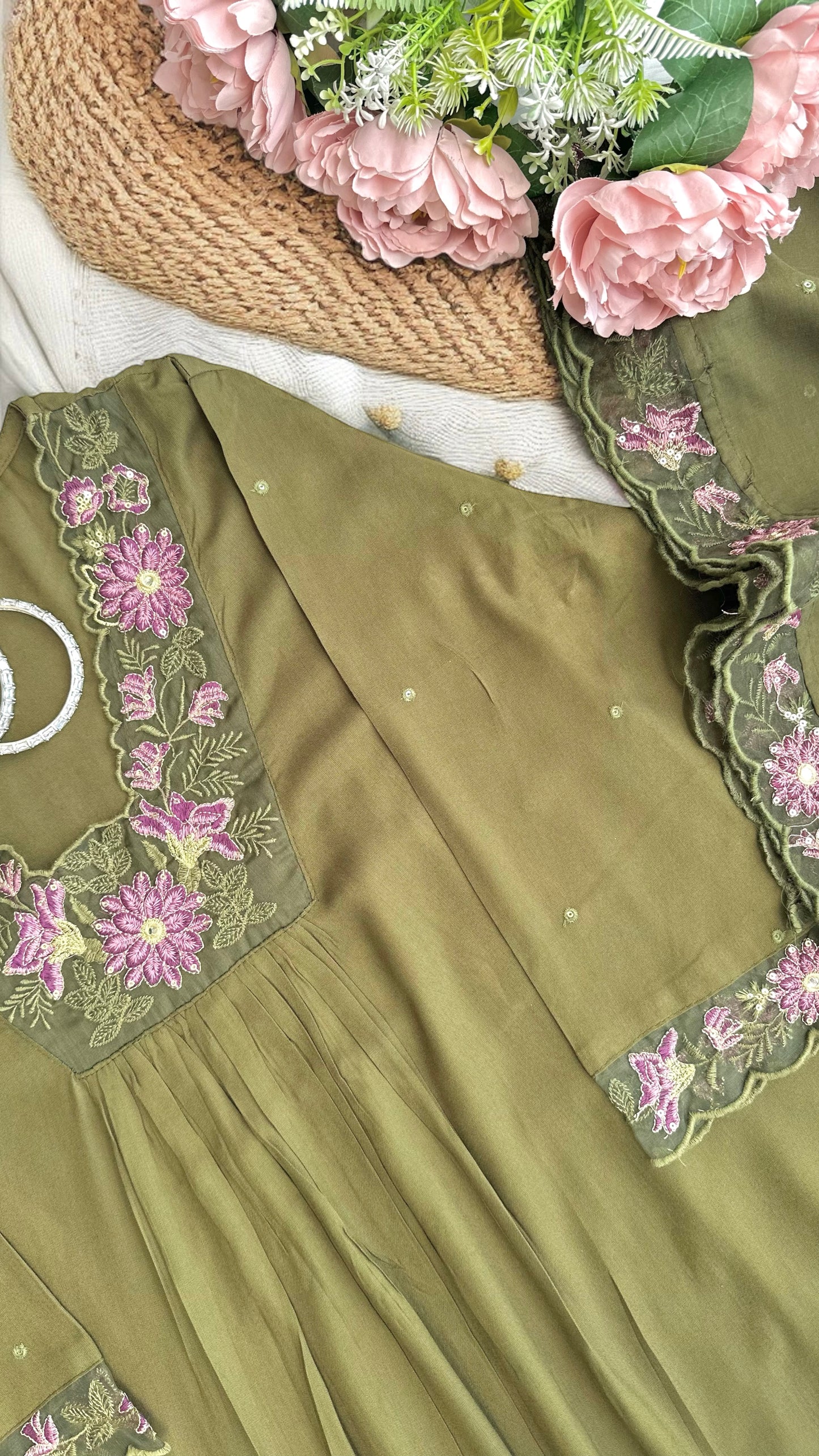 Rich Green Embroidered Suit Set