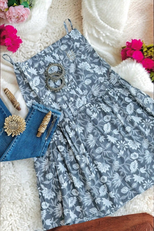 Soft Cotton Grey Peplum Top