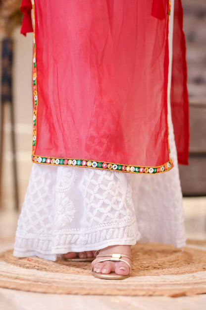 Gamti Red Gulnaz Embroidered Kurta