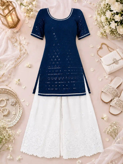 Azure Blue Sequence Gulnaz Kurta
