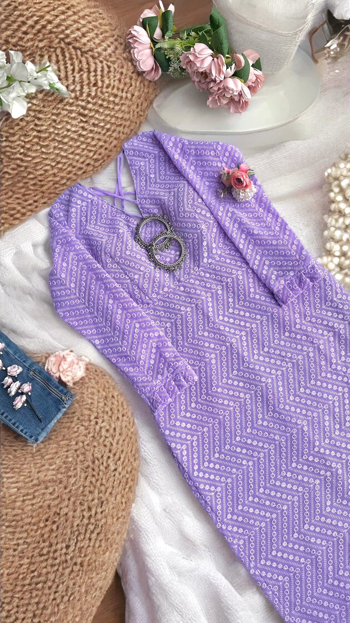 Embroidered Lilac Dori Gulnaz Kurta - Passion for Fashion by Shivani