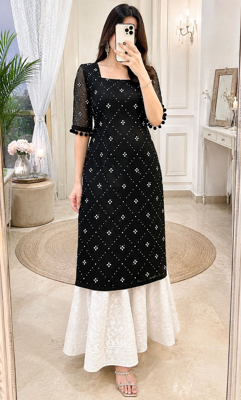 Jaaz Black Embroidered Gulnaz Kurta