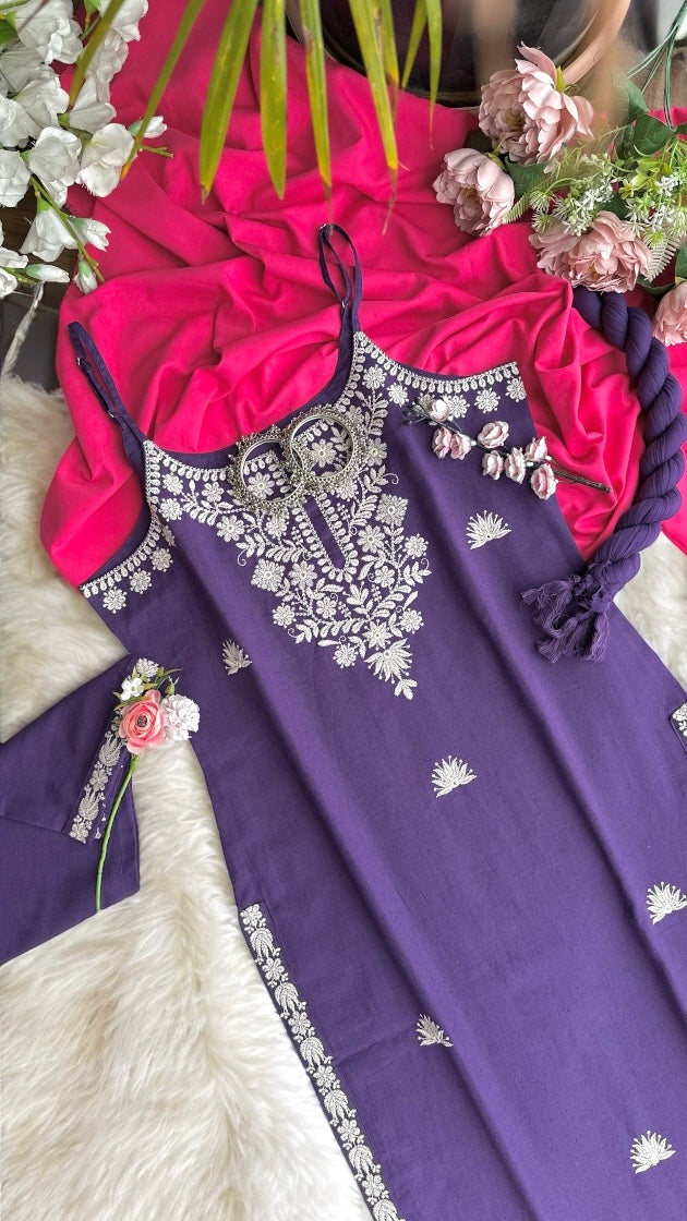 Purple Bliss Embroidered Meher Suit