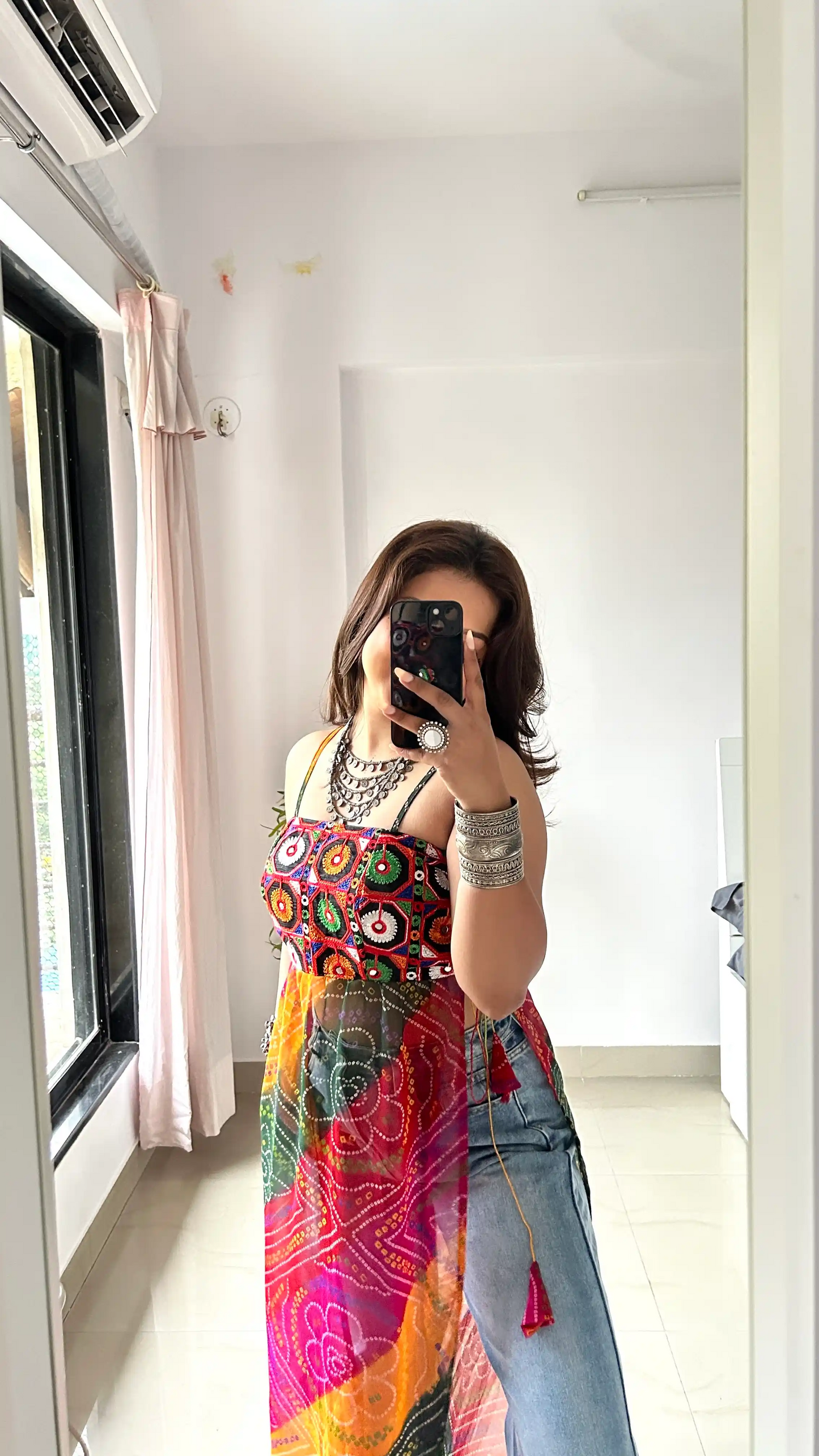 Ayesha’s Boho Bloom Bandhej Tie Kurti