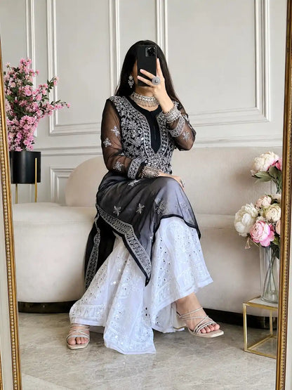 Classic Black Rooh Chikan Kurta
