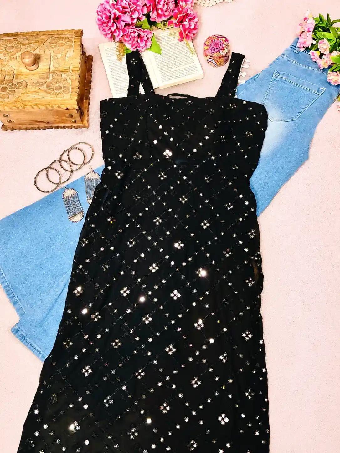 Upasna’s Black Embroidered Gulnaz Kurta