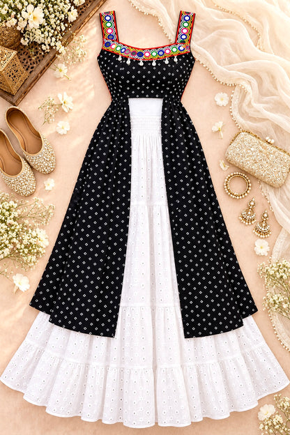 Black Bandhej Gamti Gulnaz Kurta