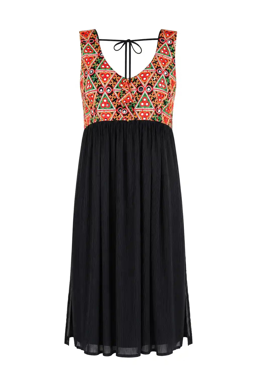Gamti Black Embroidered Denim Kurta