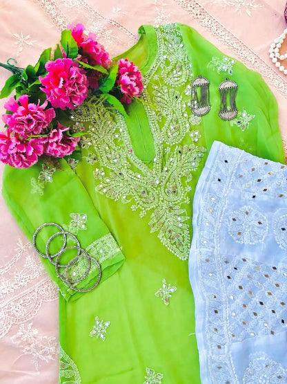 Blush Green Rooh Chikan Kurta