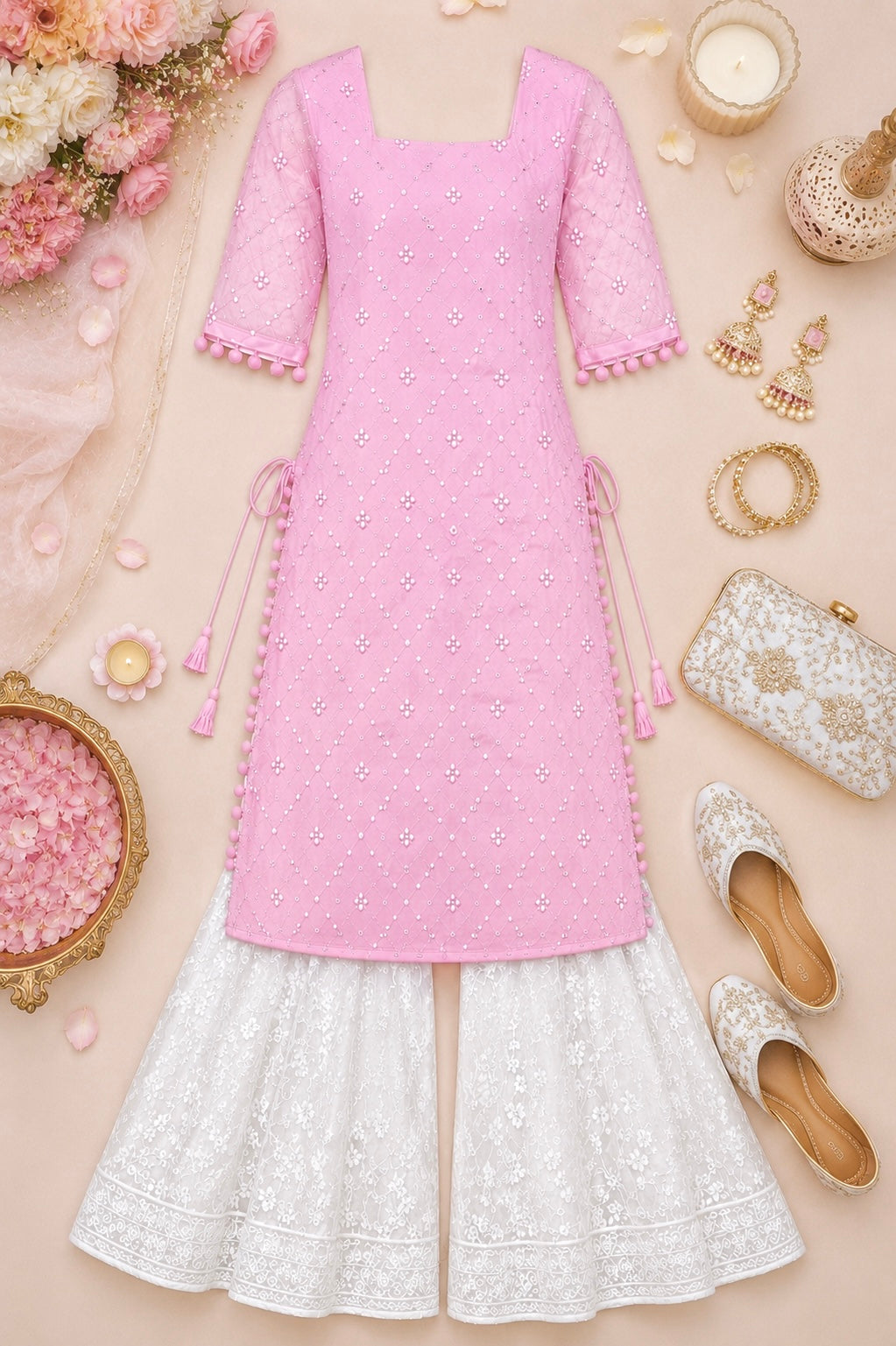 Jaaz Pink Embroidered Gulnaz Kurta