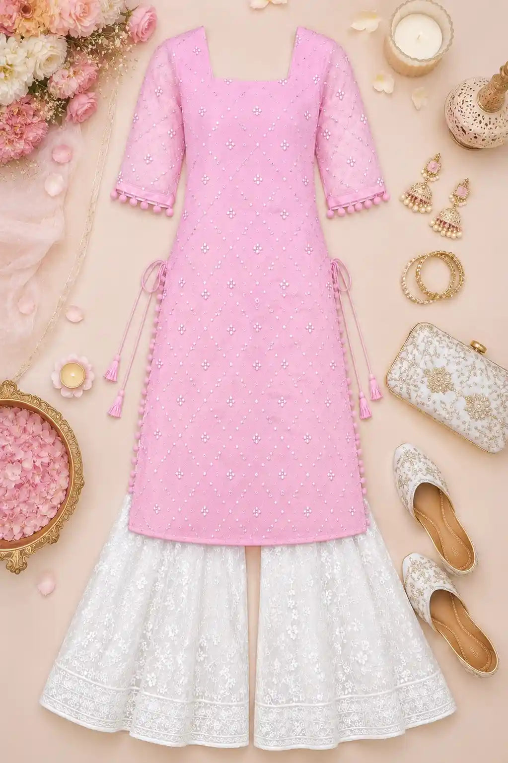 Jaaz Pink Embroidered Gulnaz Kurta