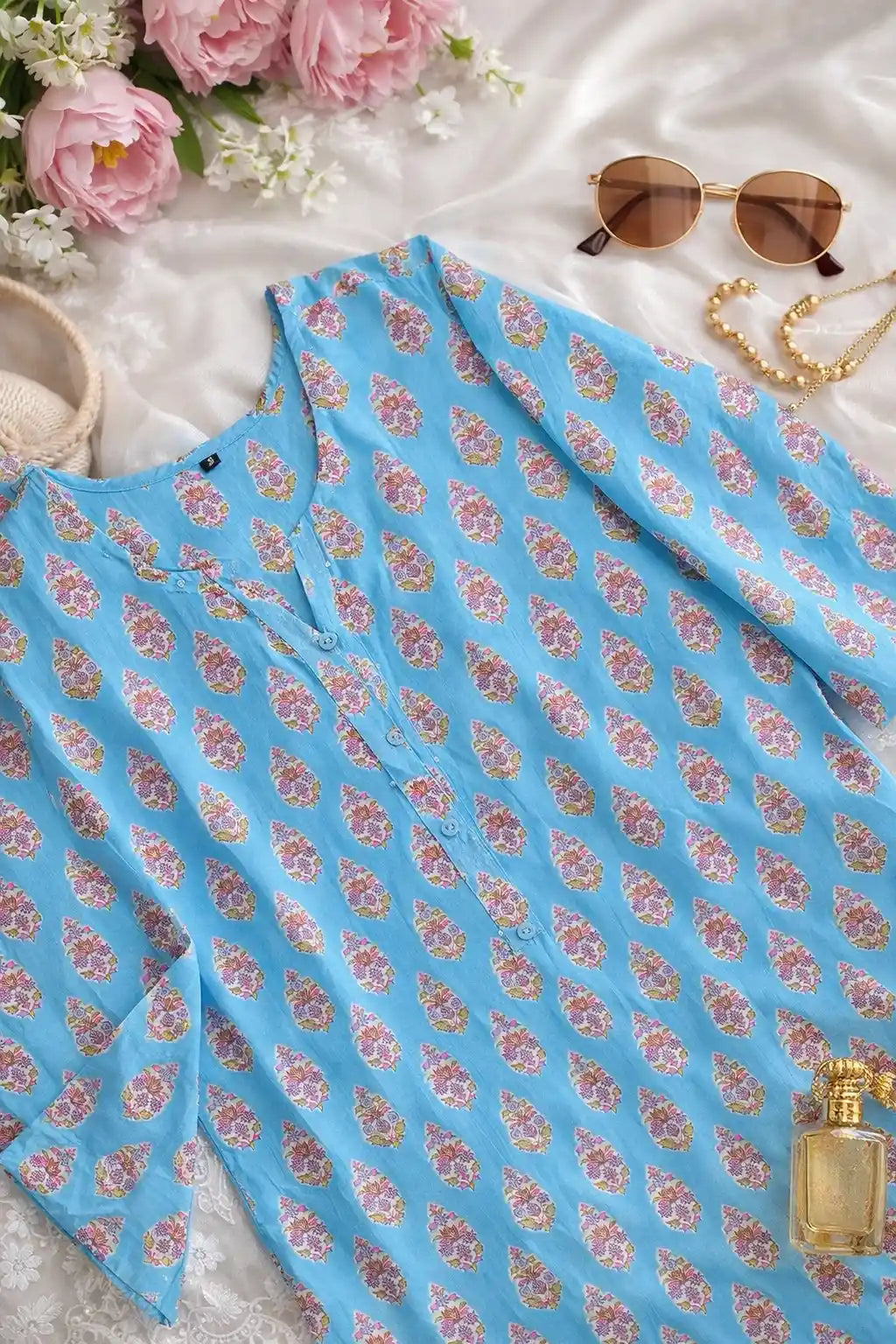 Blush Blue Mul Budget Kurta