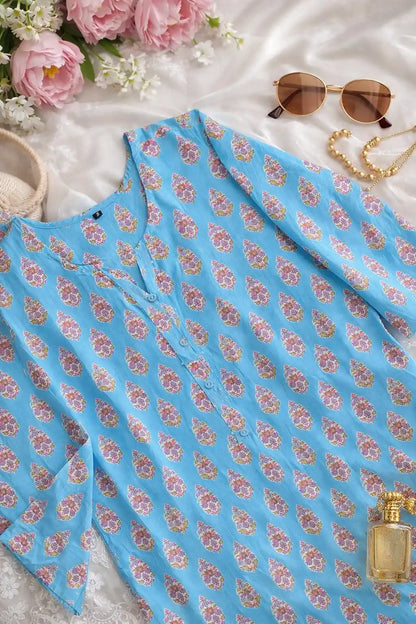 Blush Blue Mul Budget Kurta
