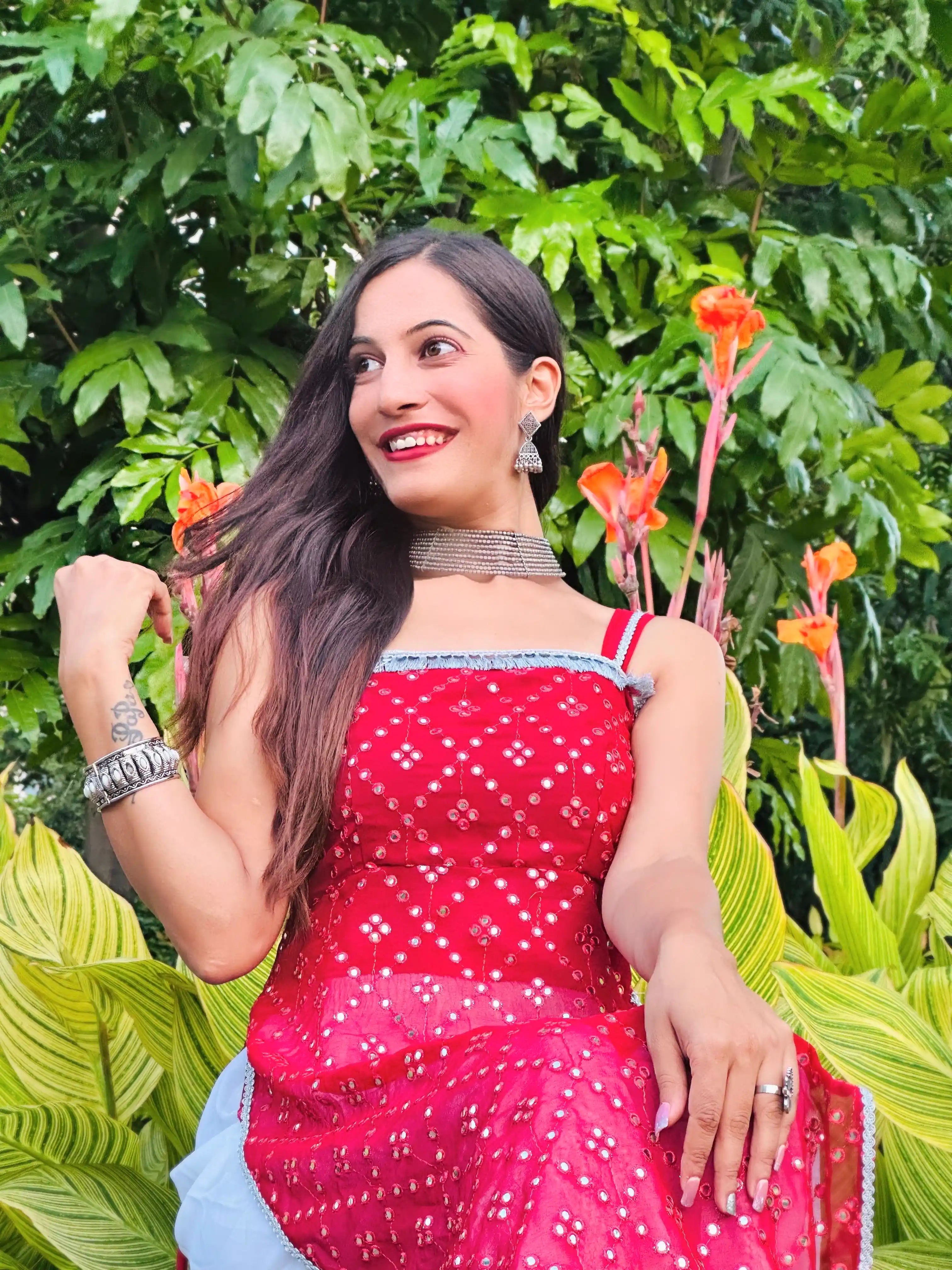 Designer Maroon Embellished Gulnaz Kurta