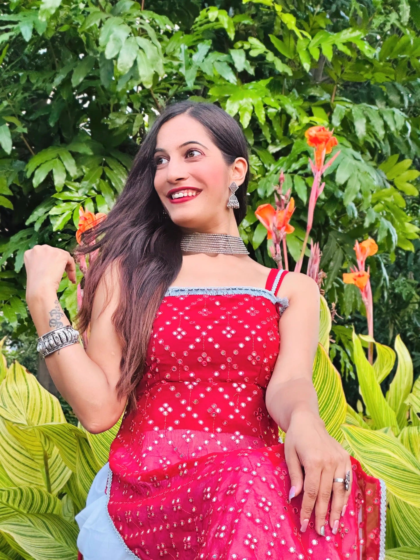 Designer Maroon Embellished Gulnaz Kurta
