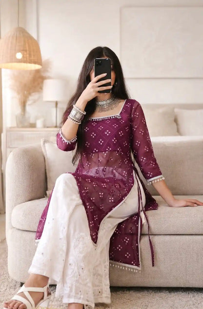 Shiraz Wine Gulnaz Embroidered Kurta