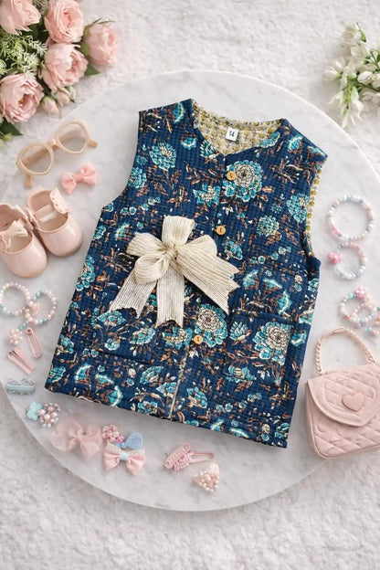 Blue Kalamkari Kids Jaipuri Jacket