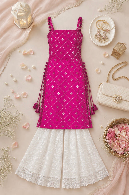 Shimmer Wine Embroidered Gulnaz Kurta