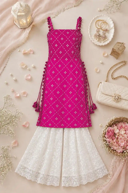 Shimmer Wine Embroidered Gulnaz Kurta