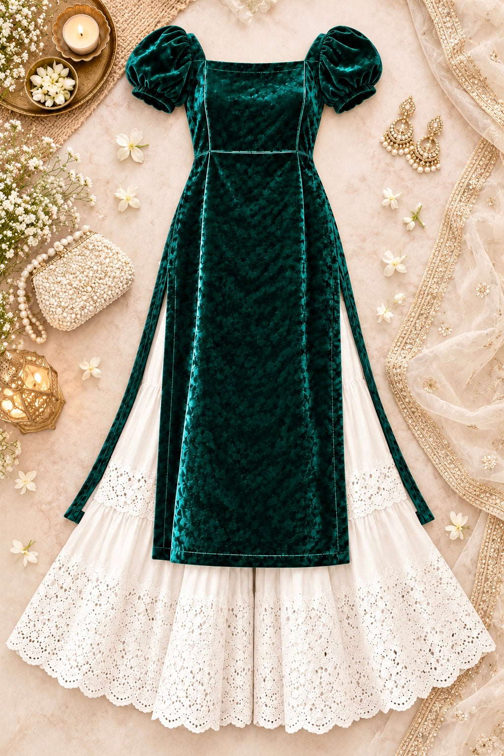 Rich Green Velvet Gulnaz Kurta