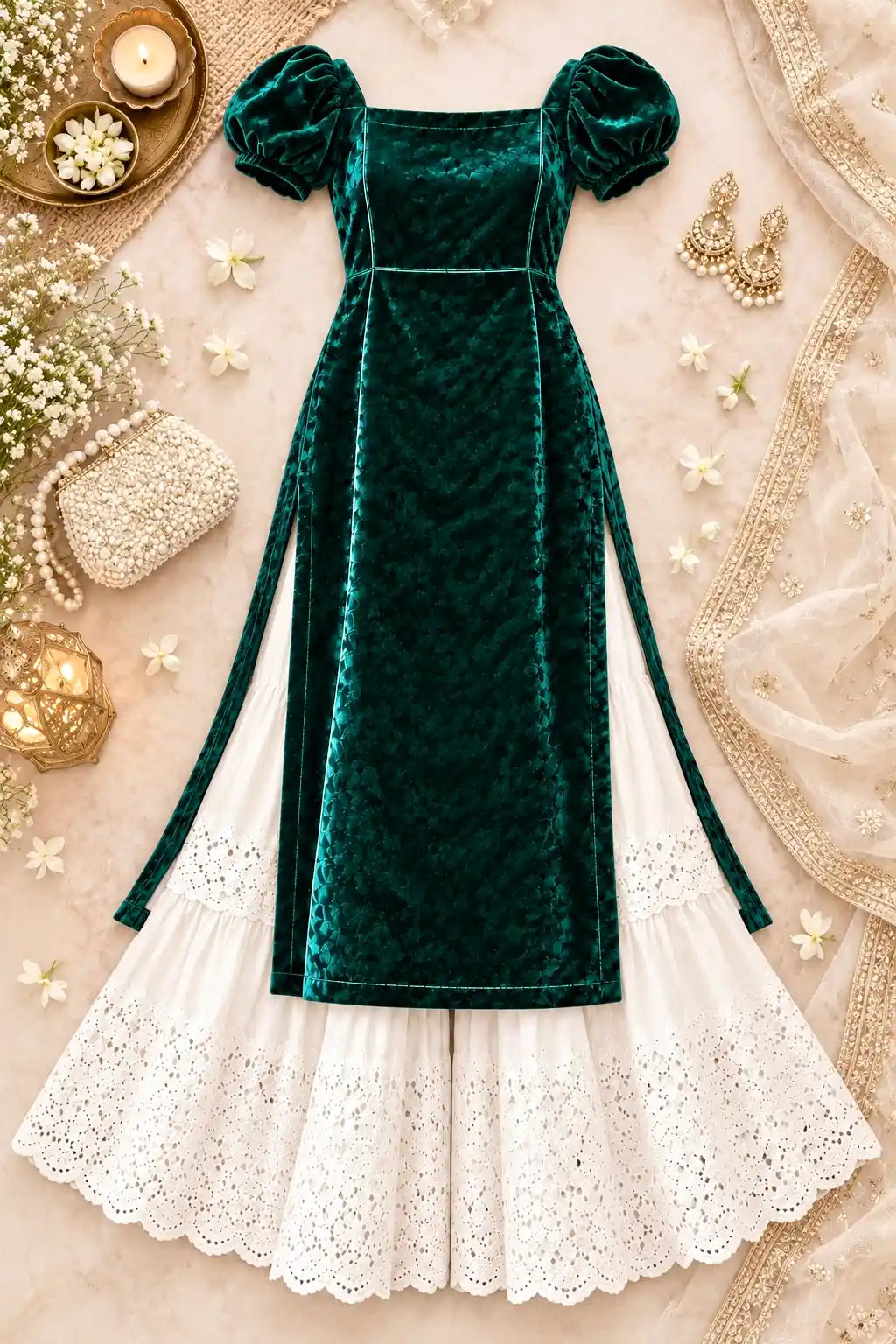 Rich Green Velvet Gulnaz Kurta