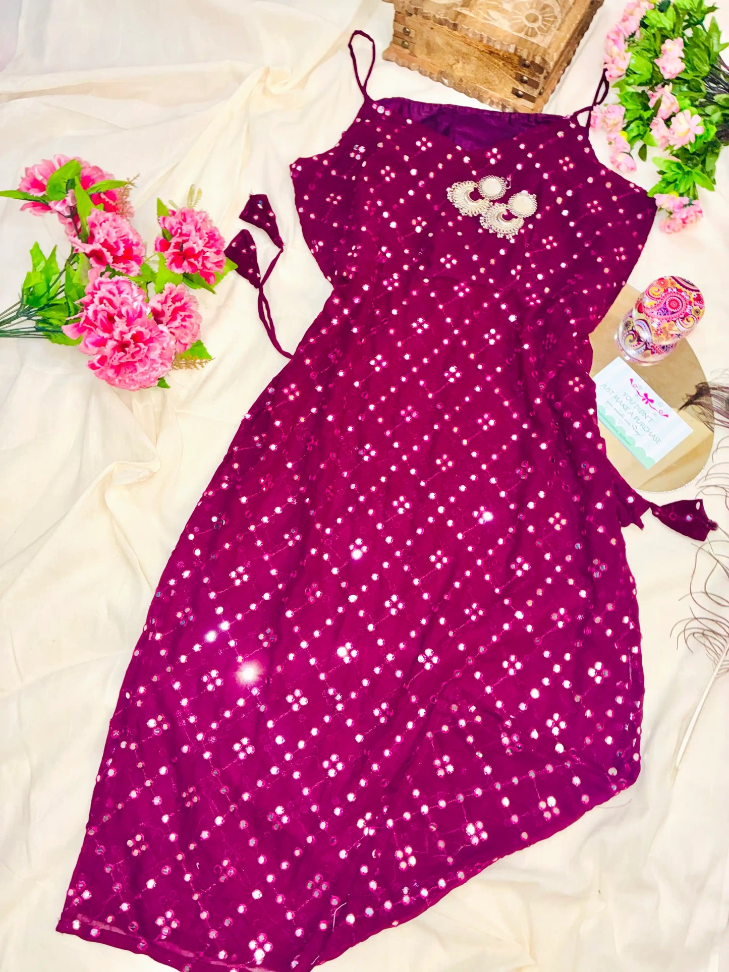 Gulnaz Wine Hand Embellished Kurta