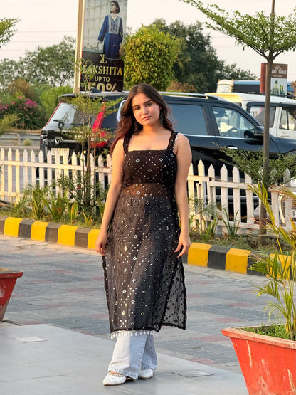 Upasna’s Black Embroidered Gulnaz Kurta
