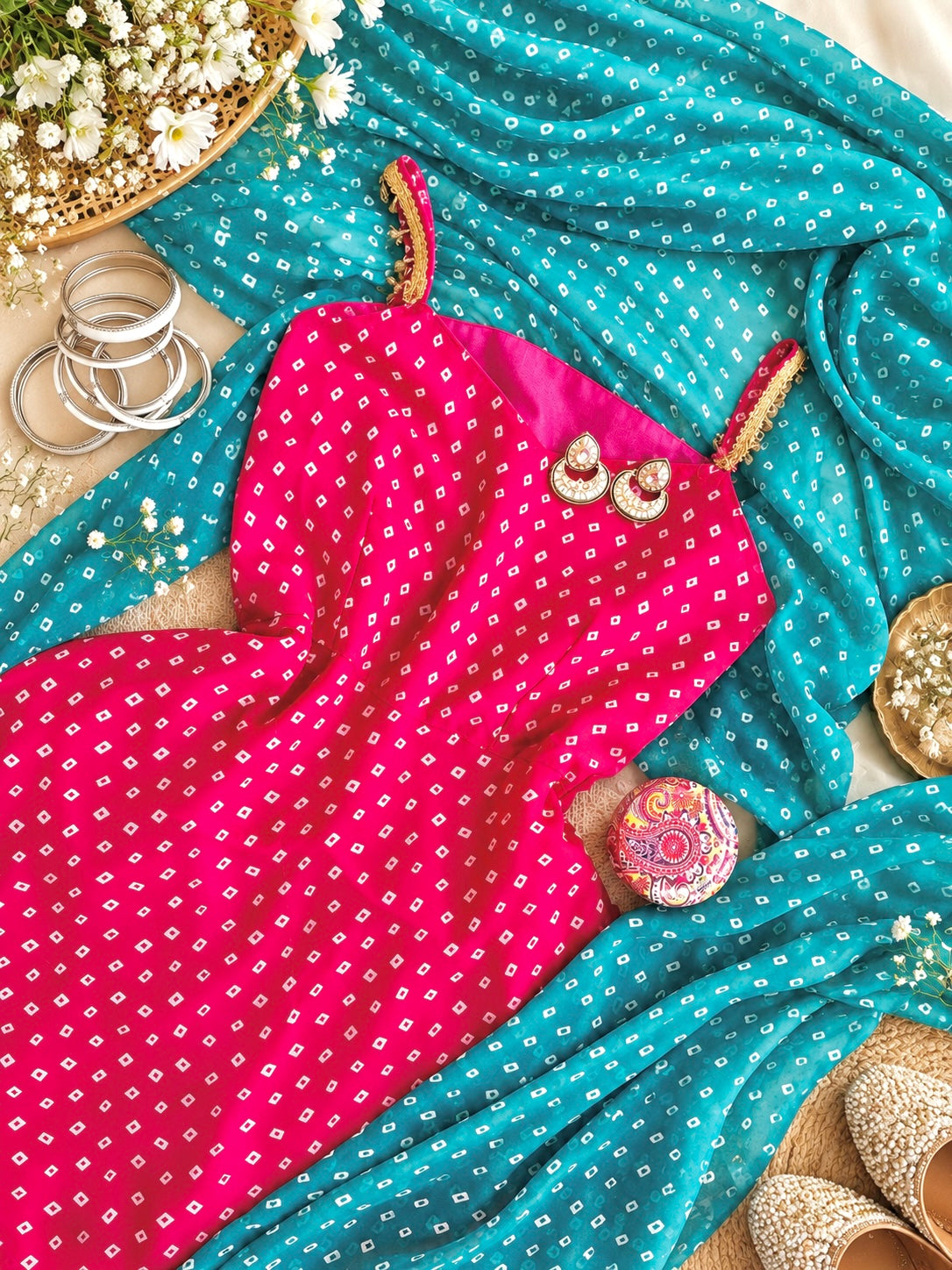 Pink Bandhej Gulnaz Meher Suit