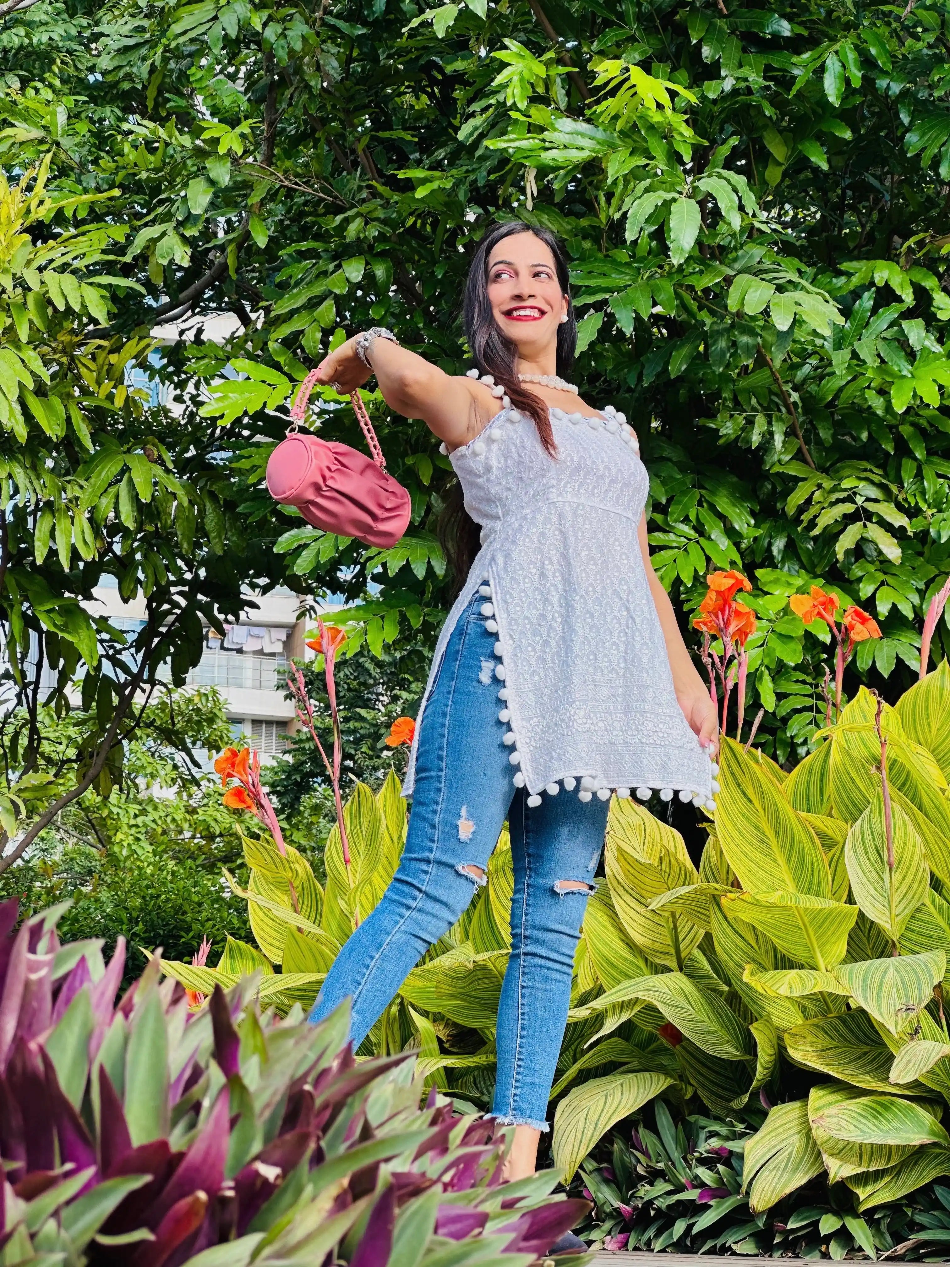 Snowy White Sequence Gulnaz Kurta