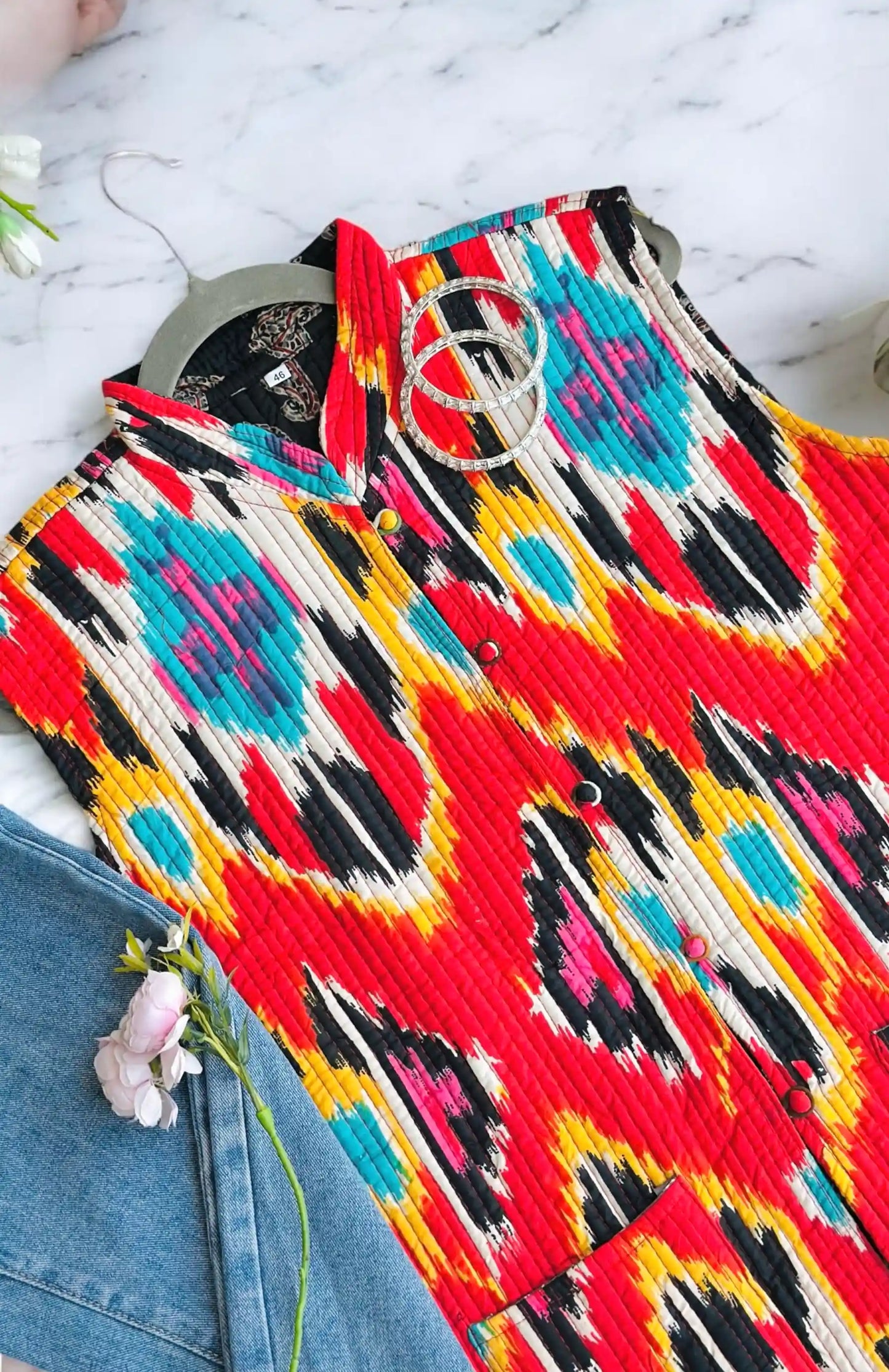 Red Ikkat Jaipuri Jacket