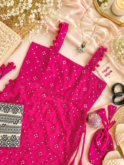 Shimmer Pink Embroidered Gulnaz Kurta