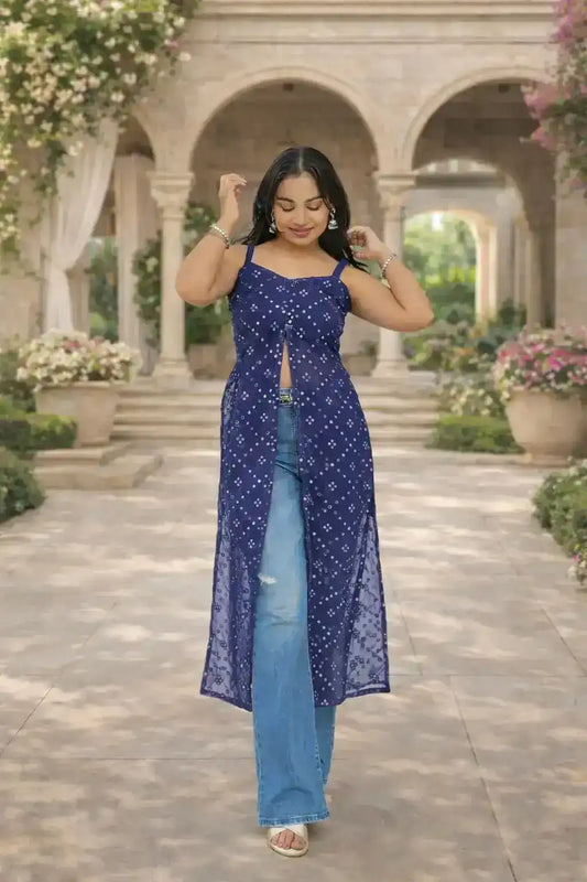 Hot Blue Mirror Gulnaz Kurta