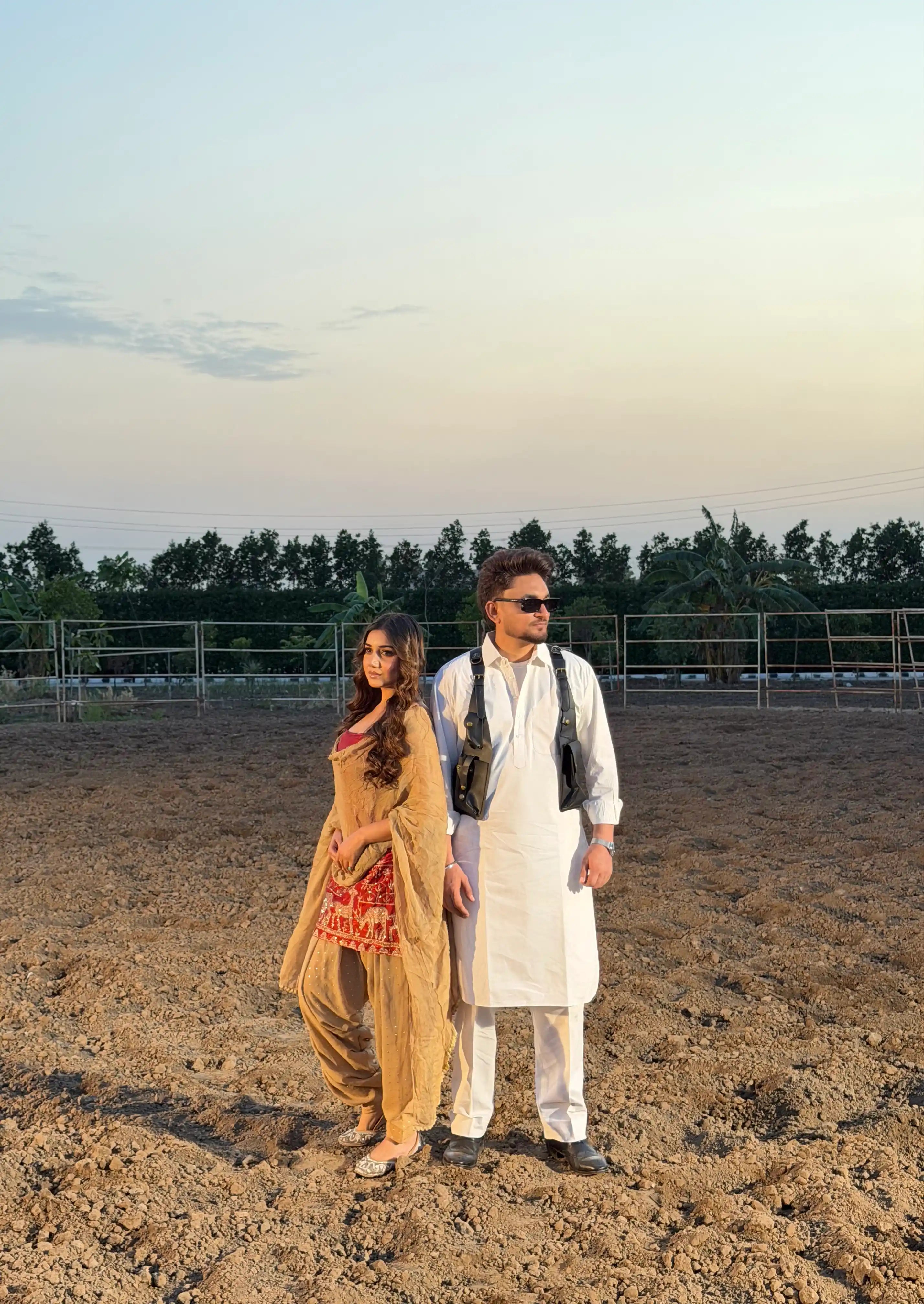 Scarlet Embroidered Motif Patiala Set