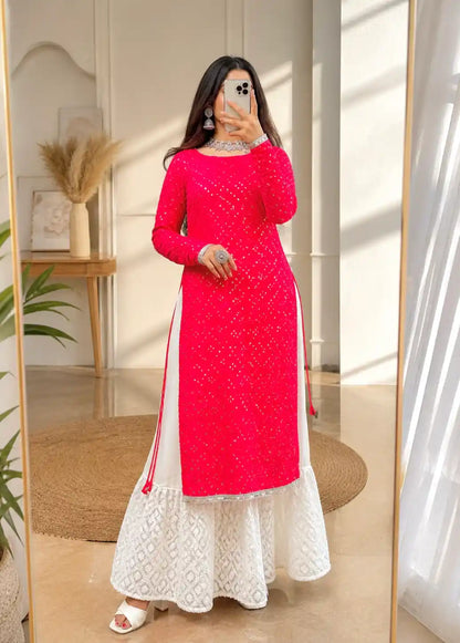Fuchsia Pink Mirror Gulnaz Kurta