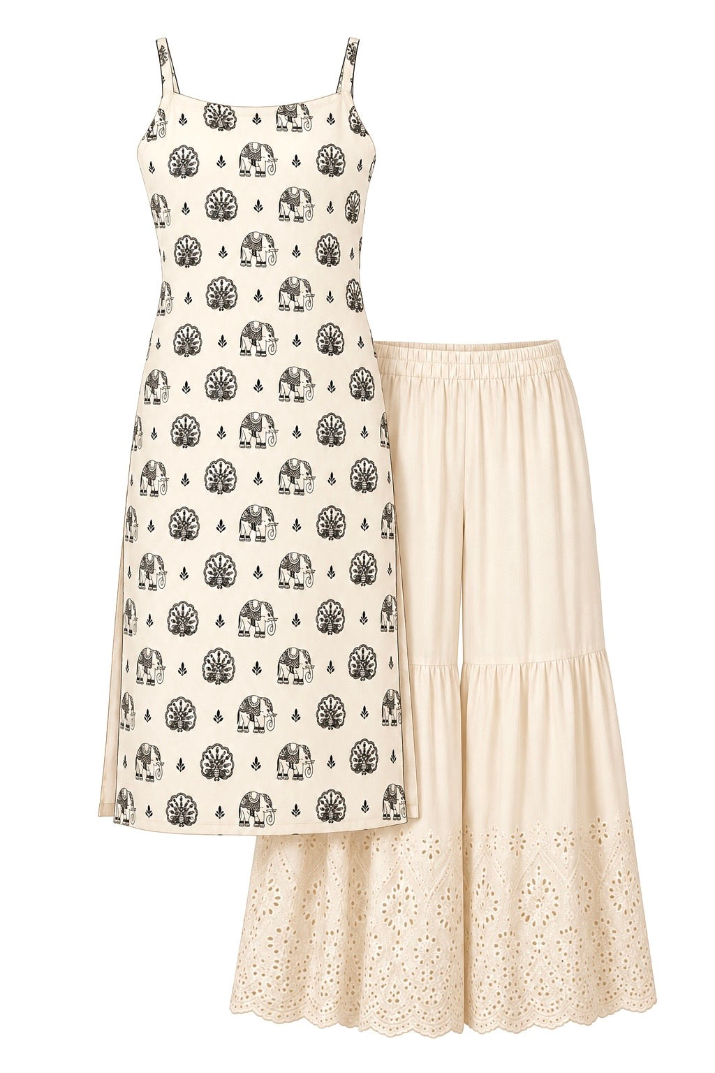 Noor Ivory Elephant Print Kurta