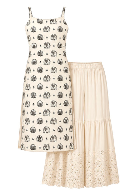 Noor Ivory Elephant Print Kurta