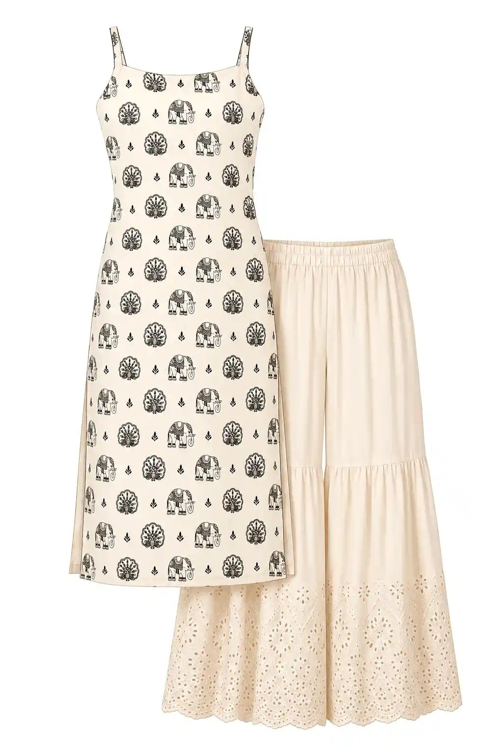 Noor Ivory Elephant Print Kurta
