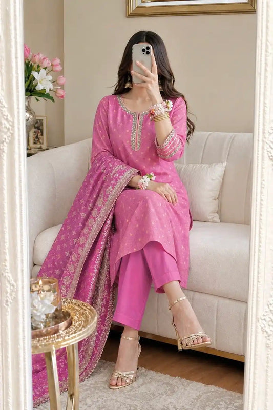 Orchid Pink Banarasi Suit Set