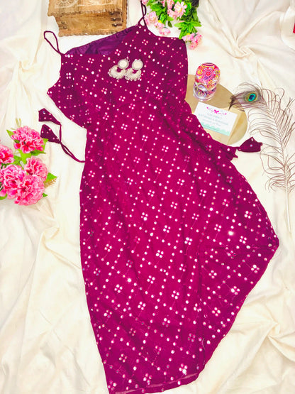 Gulnaz Wine Hand Embellished Kurta