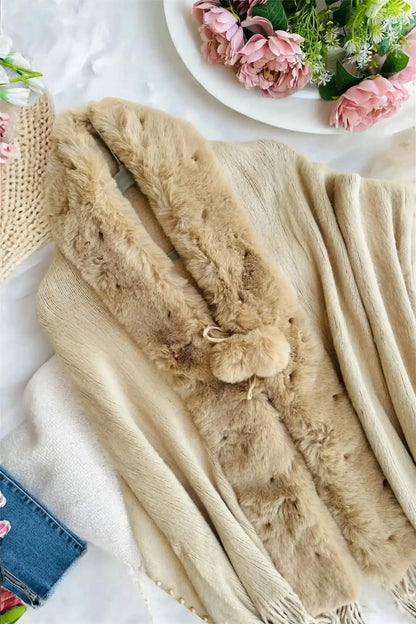 Brown Faux Fur Winter Cape
