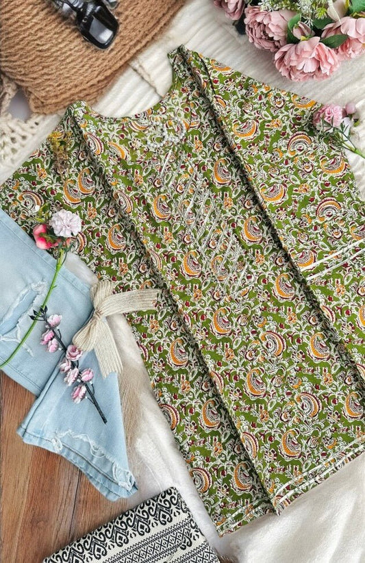 Jaipuri Green Kalamkari Short Kurta - Passion for Fashion by Shivani