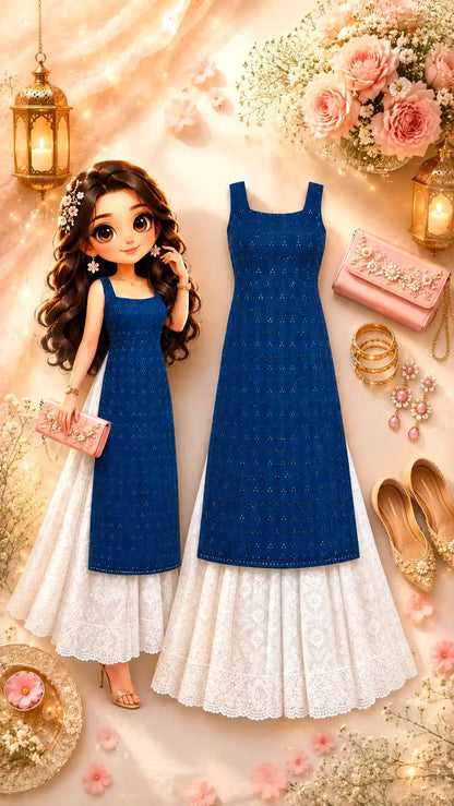 Asure Blue Sequence Gulnaz Kurta