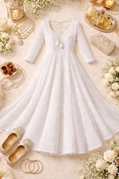 Mahima's Shine White Gulnaz Anarkali