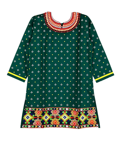 Green Bandhej Gamti Kurta