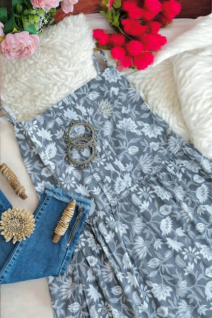 Soft Cotton Grey Peplum Top