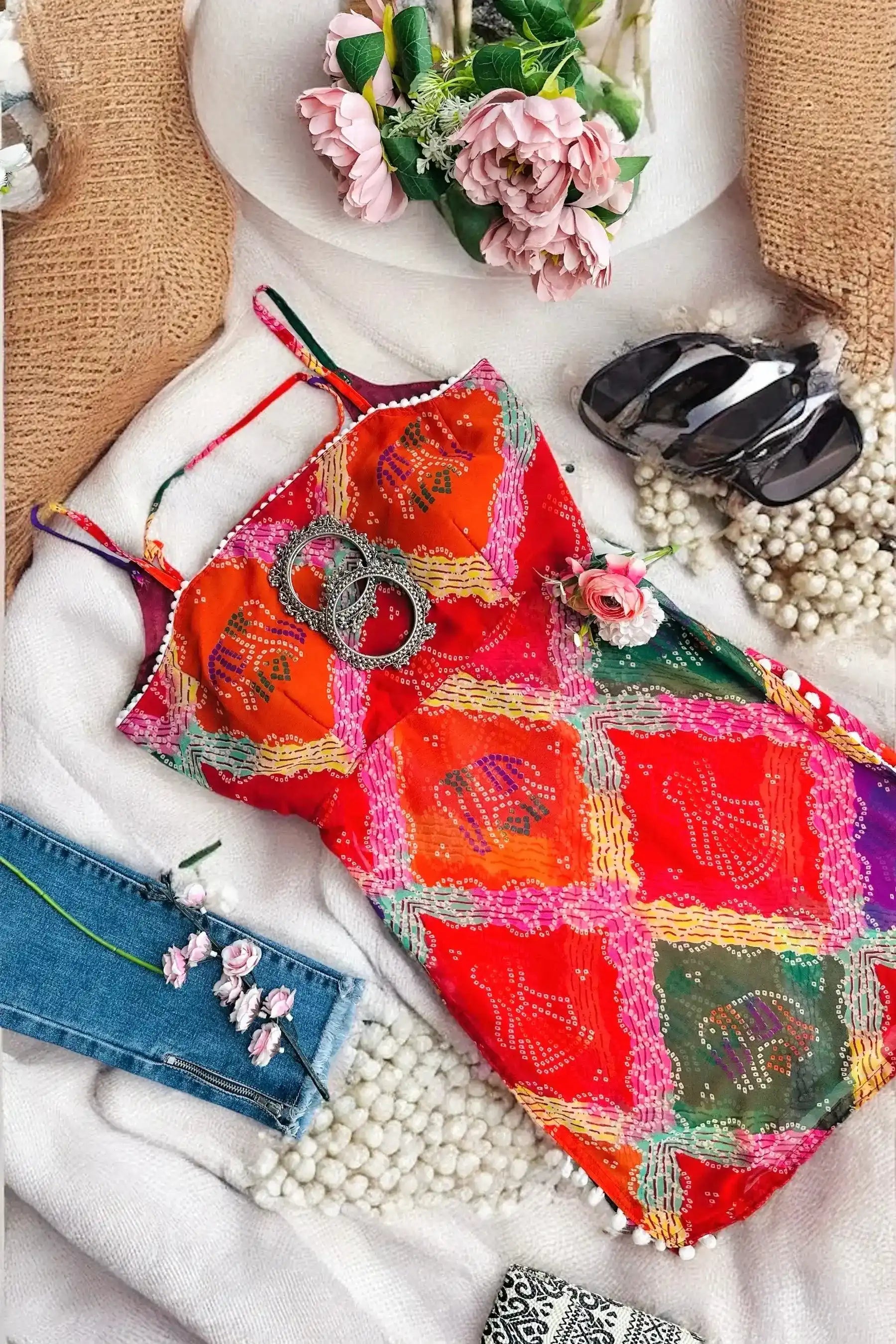 Bandhani Charm Back-Tie Top