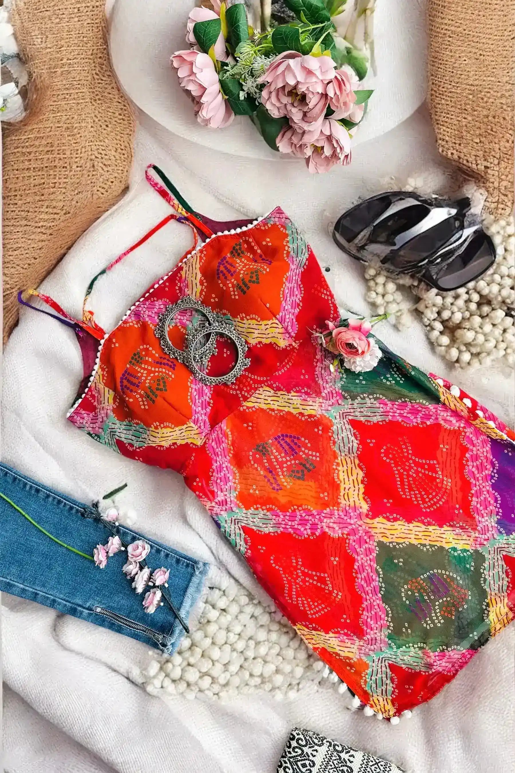 Bandhani Charm Back-Tie Top