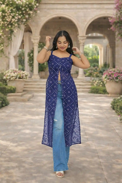 Hot Blue Mirror Gulnaz Kurta