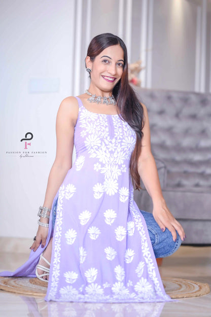 Blush Lilac Reet Aliya Chikan Kurta